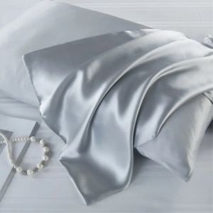 Passagem de seda de amoreira natural, qualidade superior proteja o travesseiro de cabelo de cor de cama de cor sólida Capa de travesseiro de cama 51x66 51x76cm.