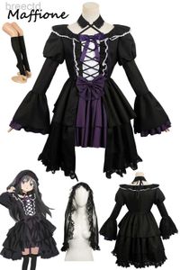 Anime Costumes Akemi Homura Cosplay Women Black Lolita Drress Costume Anime Puella Magi Cosplay Madoka Magica Disguise Outfits Halloween Suit 240411