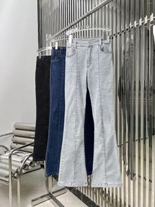 Kvinnors jeans 2024hög midja Slim Split Denim Flares som bär långsträckt bentyp Staka rör Mikroversion av Good Control