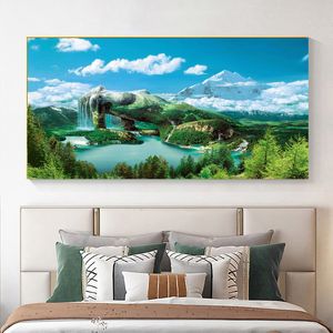 Nature Landscape Wasserfall moderne Leinwand Malerei und Drucke Wandkunst Bilder Schlafzimmer Wohnzimmer Wohnkultur kein Rahmen