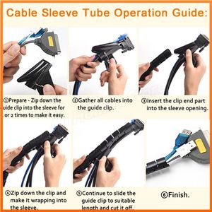 1,5/2/3M Organizzatori della manica a cavo Protettore a spirale Organizzatore Bundler Organizzatore per manicotto per cavo espandibile flessibile.