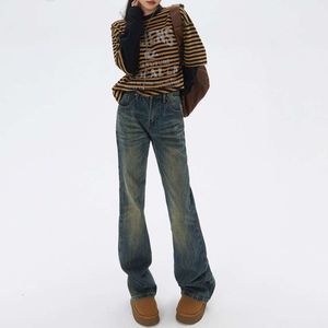 nostalgic womens micro flared pants 2024 spring high street trendy and versatile denim pants