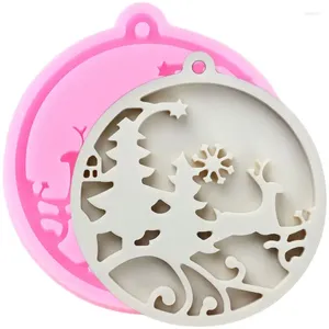 Baking Moulds Christmas Tree Snowflake Keychain Silicone Molds Necklace Jewelry Epoxy Resin Mold Cupcake Chocolate Candy Fondant