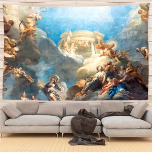 European Style Tapestry For Wall Tapices Large Tapestry Wall Hanging Angel Oil Painting Pattern Home Room Decors Aesthetic Walls