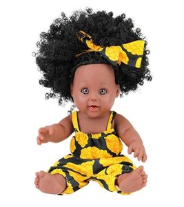 Baby Reborn Dolls Toy Black Girl Dolls 30cm Black Baby Dolls Green African Toddler Reborn Baby Soft Toy Girl Kid Toddder A515 Y20011278Q6776061
