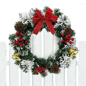 Decorative Flowers Christmas Wreath Decor Holiday Porch For Front Door With Pine Cones And Bells Party Accessories Home School