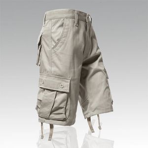 Mens algodão Shorts Multi Pocket Tactical Calça Esportes Cuidado Casual Pantagens curtas Moda Y2K Male Roupos 240409