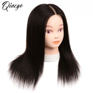 10-18inch Cosmetology Mannequin Head With Hair Premium 100% Human Hair Hairdresser Practice Styling Braiding Manikin Doll Head