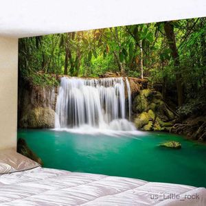 Tapestries Flower Landscape Tapestry Sunset Mountain Nature Scenery Garden Poster Outdoor Large Wall Hanging Family Room Decorative Blanket R0411