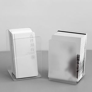 L Form Transparent akryl bokstand Bookend Stationery Accessories Simple Message Board Stand Holder Desk Organizer