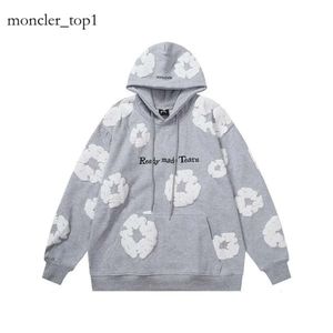 Kapok Denim Brand Mens Hoodies Autumn Winter Pants Readymade Foam Flower Branded Denim Teers Hoodie Printed Distressed Pullover Embroidery Tear Sweatsuit 4742