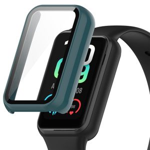 2in1 Glass Screen Protector Hülle für Huami Amazfit Band 7 Smart Full Protective Case Stoßstange Cover Shell Tempered Film Hard Edge