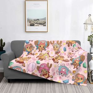 TONY Chopper Blanket Flannel Spring Autumn Anime Multifunction Super Warm Throw for Bed Outdoor Bedspreads 240326