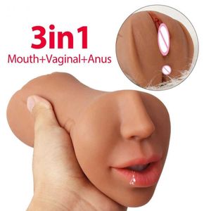 Sex Toy Massager Ny oral manlig Masturbator Soft Stick Toys For Men Deep Throat Artificial Blowjob Realistic Rubber Vagina Real Pus5563152