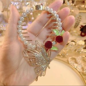 Kadınlar Tassel Saç Pençesi Rhinestone İnci Saç Çörek Klip Kadınlar Barrette Kız At kuyruğu Tutucu Saçkoplar Saçak Saç Aksesuarları