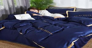 Fourpiece Silk Cotton Beddings Sets King Queen Size Tamanho macio Tampa de capa de capa de capa de capa de cover de edredão de edredo