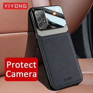 A53 CASE YIYONG PU LEATHER SILICONE RAME PC -täckning för Samsung Galaxy A73 A33 A13 M23 M33 M53 A72 A52 M52 A14 A24 A34 A54 Fall