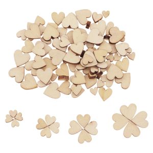 3-100pcs Niedokończone drewniane serca puste kromki drewniane 1 cm-10 cm DIY rzemieślnicze drewniane krążki na świąteczne malowanie wystroju ślubnego