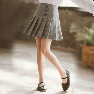 女の子のスカート2023新規到着夏の子供格子縞のスカートスクール服ハイウエストダンスペチスカートの女の子の服5-15歳