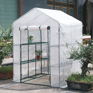 Vokanda 143x143x195 Mini Vinil House Greenhouse Pequena agricultura agrícola pré -fabricada na tenda de estufa tampa e quadro de plástico