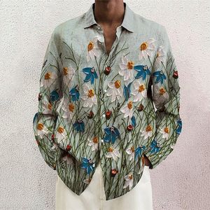 フラワーシャツ2023新しい夏のメンズロングスリーブシャツプリントシングルブレストシャツストリート衣料品デザインS-6XL高品質