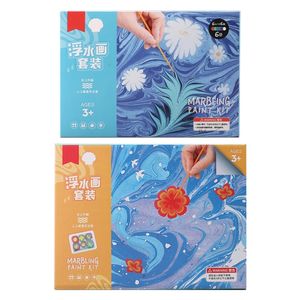 G5AA 6ml Water Marbling Paint Kit Water Art Paint Set with Sketch Paper Arts Crafts for Girl Boy for Creative Activities 6/12