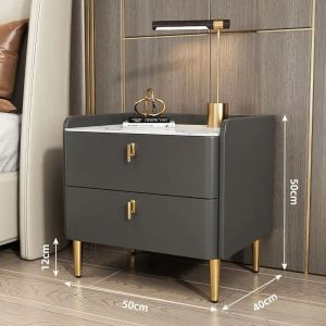 Luxury 2/3 Drawers Solid Wood Bedside Table Storage Dresser Cabinet Nightstands Slate Mini Night Stands for Bedroom Furniture