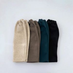 Calça inverno novo bebê calças casuais crianças sólidas calças simples infantil mais veludo calça quente meninos meninas calças de harém de lã