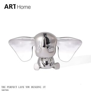 Modern Simple Silver Black Small Flying Elephant Ornaments Sculpture Model Room Sales Office Porch Living Room Sculpture Table O 240329