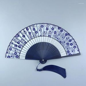 Dekorativa figurer bröllop hand fan dansälskare fällbara kinesiska fans kvinnliga silkesduk Hållbar bekväm öppning och hantverk