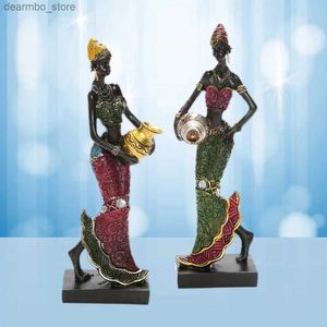 Arts and Crafts Vintae Art Desin Dekoracja domowa Dekoracja etniczna Handicraft African Statue Plemien Lady Fiurines Desktop Ornament Crafts L49