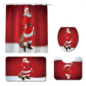 Shower Curtains 4 Pcs Christmas Curtain Sets Add Warm Atmosphere For Home Bathroom Decoration