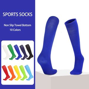Meias esportivas profissionais infantil meias longas cor sólida fina de alto treinamento meias de futebol meias de longa meias de crianças 240322