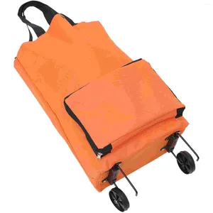 Storage Bags Tug Bag Collapsible Shopping Trolley Wheels Large Capacity Grocery For Folding With Reusable Tote Oxford Cloth Cart
