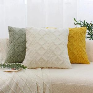 Kudde Twist Knitting Plush Case Vintage Sticke Cover Simple Plush Pillow Case Headboard Back