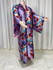 Domowe odzież kąpielowa 2024 SAUDI Arabia luźna sukienka maxi letnia nadruk bohemian szat Africa Kaftan Swim Suit Batwing Sleeve Women Silk