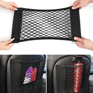 Storage Bags Car Back Rear Trunk Net Seat Elastic String Magic Sticker Mesh Bag Auto Organizer Household