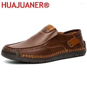 Casual Shoes Fashion Leather Non-slip Men Footwear Vintage Style Mens Male Handmade Loafers Versatile Walking