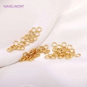 100pcs/Bag 0.7mm*4mm 14K Gold Plating Open Jump Ring,Supplies For Jewelry Making Brass Metal Split Rings Findings Wholesale