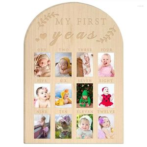 Frames Unisex Toddler Memory Book Frame Po Display Keepsake Wood Board First Year Milestone