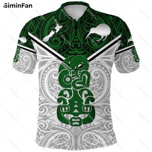 Neuseeländischer Silberfarn Rugby Maori 3D Printed Mens Polo Shirts Männliche Revers -T -Shirt Unisex Sommer Tennis T -Shirt Weibliche Freizeit Tops