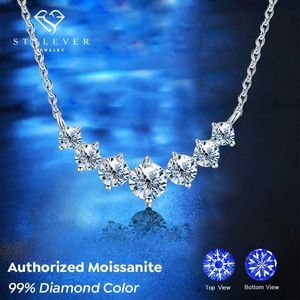 Pendant Necklaces Stylever 1.7ct Moissanite Necklace for Woman 925 Sterling Sliver 7 Diamond Pendant Plated Platinum Engagement Wedding Jewely New 240410