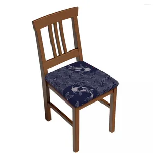 Крышка стулья квадратная подушка крышка японских волн кои карпс синий отпечаток кухонный обеденный сидень
