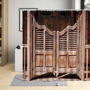 Tende doccia vintage vecchia porta in legno tende in campagna corridoio fatiscente rovina corridoio decorazione bagno decorazione vasca da bagno set di schermo vano