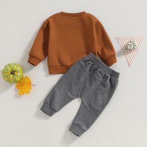 Set di abbigliamento per bambini di ringraziamento stampa felpe a maniche lunghe e pantaloni.