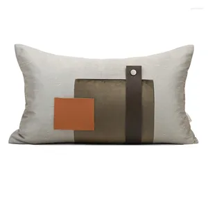 枕ホーム装飾的な灰色のカバーセット茶色のオレンジレザーソファS幾何学ウエスト枕30x50cm