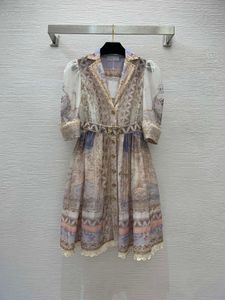 Boş zaman elbisesi 2024 İlkbahar/Yaz Moda Kısa Kollu Baskılı Retro Bohem Tatil Elbisesi