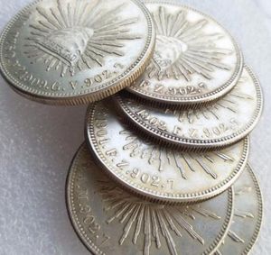 MO 1uncirculate Fulls Zestaw 18991909 6pcs Mexico 1 peso srebrna zagraniczna moneta wysokiej jakości mosiężne ozdoby rzemieślnicze 9424282