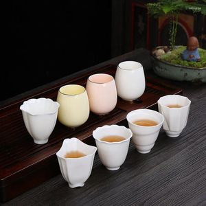 Cups Saucers Suet Jade Handmade Teacup White Porslin Hushåll Master Cup Creative Kiln Byt Small Tea Bowl Office Drinkware