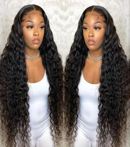 Deep Wave Frontal Wig 150 Curly Human Hair Wig 30 I Transparent Tpart Brasilian Wet and Wavy6034201